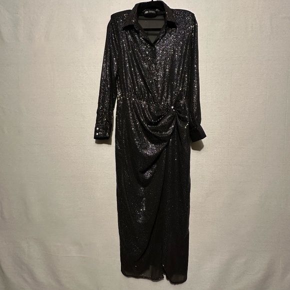 Zara Sheer Glittery Midi Dress - size L - Picture 3 of 8
